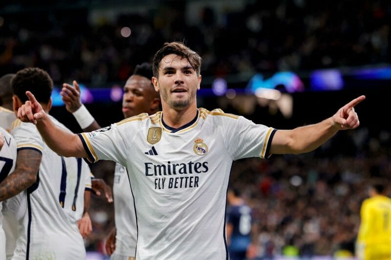 Brahim Diaz mở tỉ số cho Real Madrid trong hiệp một.