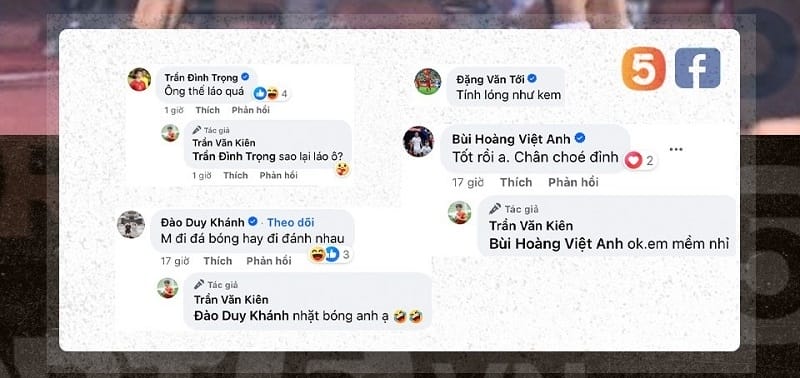 Một số cầu thủ bình luận về tình huống va chạm giữa Trần Văn Kiên và HLV Gong Oh Kyun (Ảnh: Sport5).